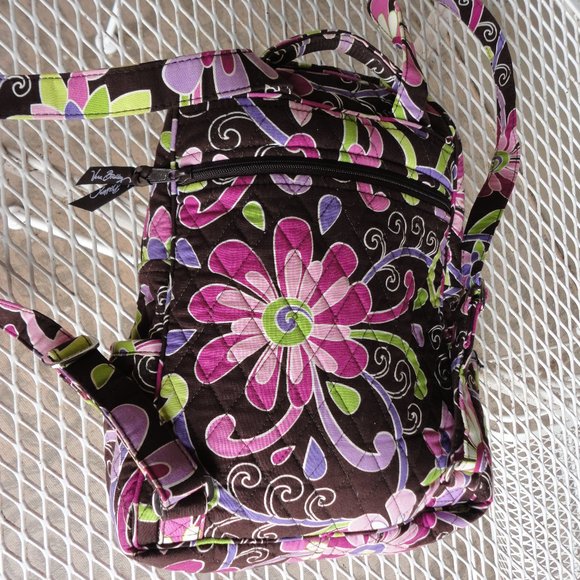 VERA BRADLEY Brown & Red Flower Medium Cloth Backpack - Picture 4 of 7